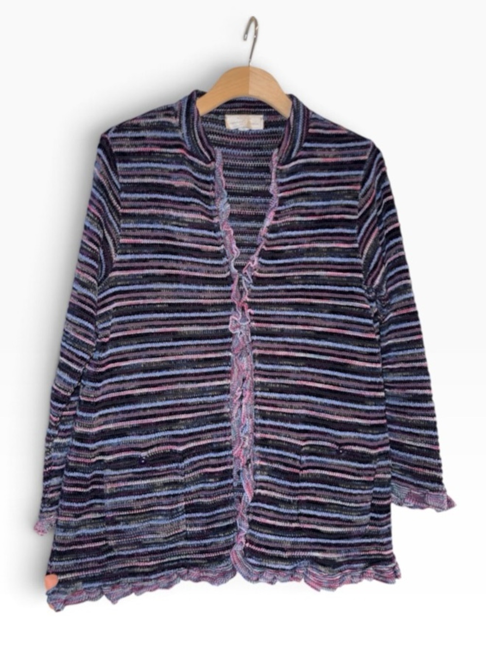 VTG Vintage women’s open front / fly away knit chenille & rayon cardigan M